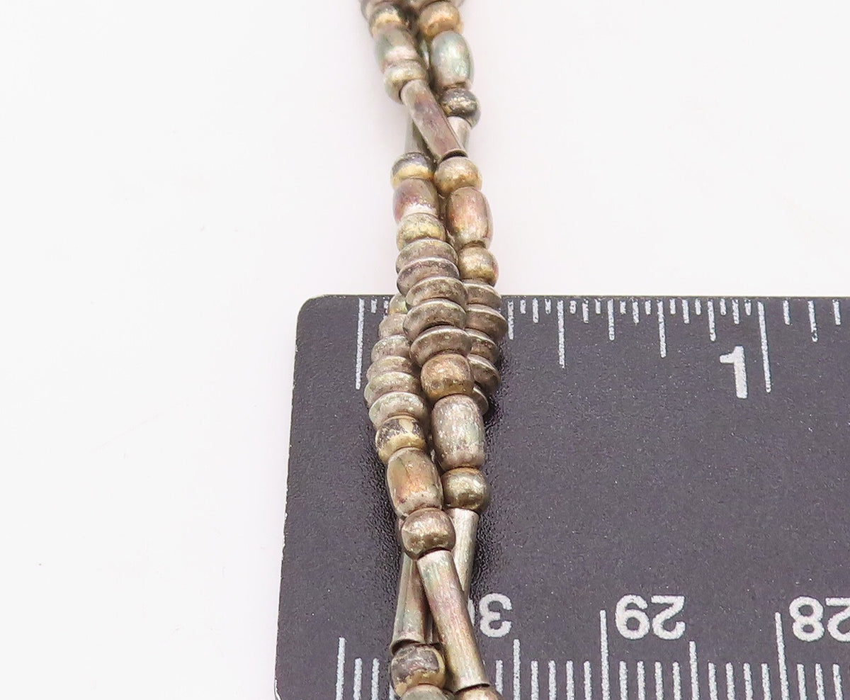 925 Sterling Silver Vintage Necklace Solid Twisted Beaded Chains NE4328