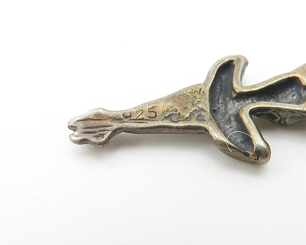 925 Sterling Silver Vintage Petite Dark Tone Ballet Dancer Pendant PT9084