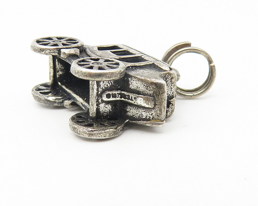 925 Sterling Silver Vintage Dark Tone Old Fashioned Carriage Pendant PT9142