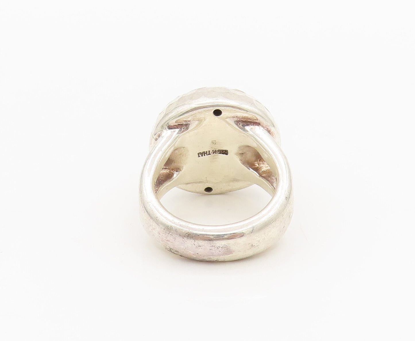 925 Sterling Silver Vintage Puffed Dome Cut Neck Solid Ring Sz 9 RG26994