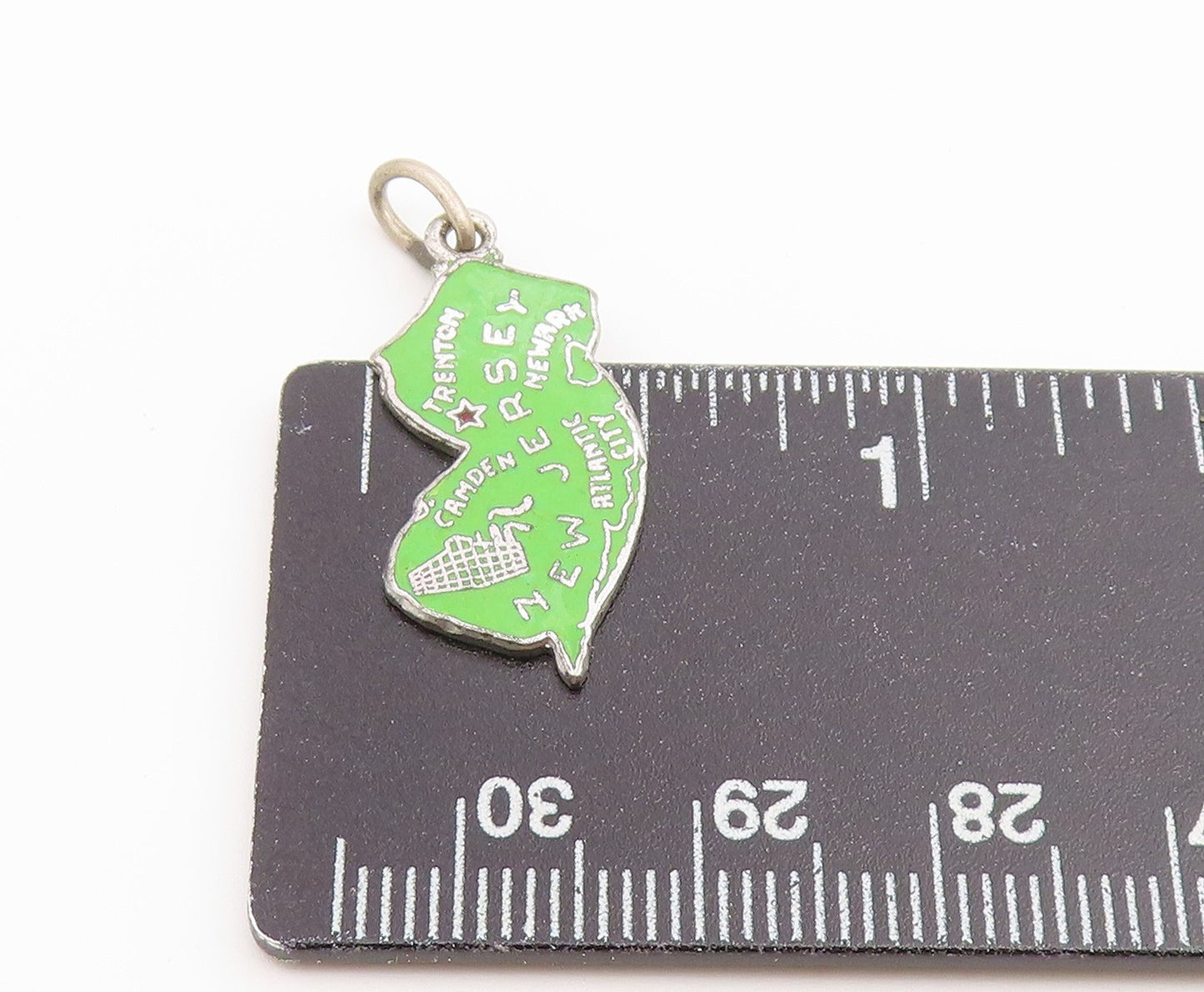 925 Sterling Silver Vintage Pendant Enamel New Jersey State Map Charm PT26568