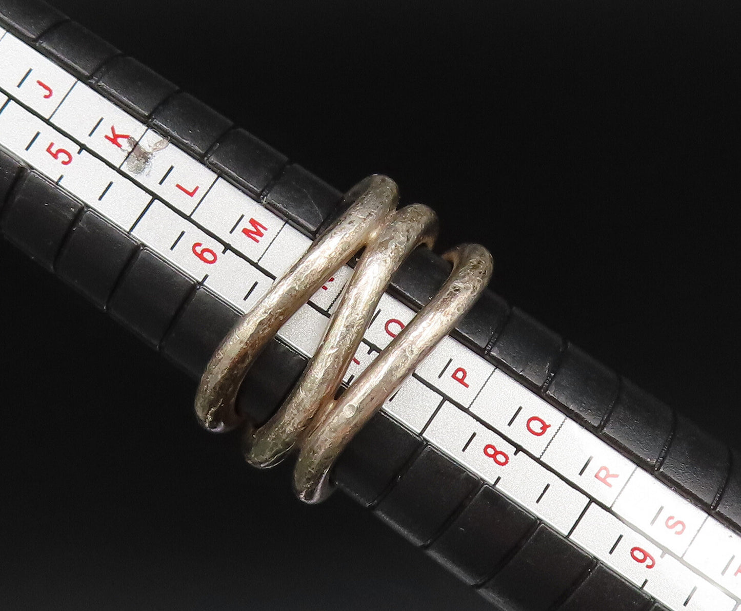 EMPORIO ARMANI 925 Silver Vintage Modernist Wavy Open Band Ring Sz 7 RG25717