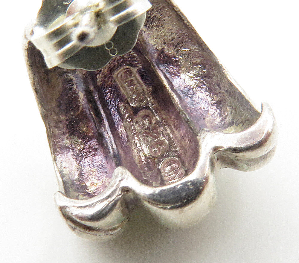 925 Sterling Silver Vintage Petite Fluted Etched JHoop Earrings EG7817