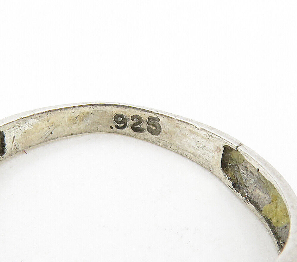 925 Sterling Silver Vintage Genuine Diamonds Smooth Band Ring Sz 6.5 RG15839