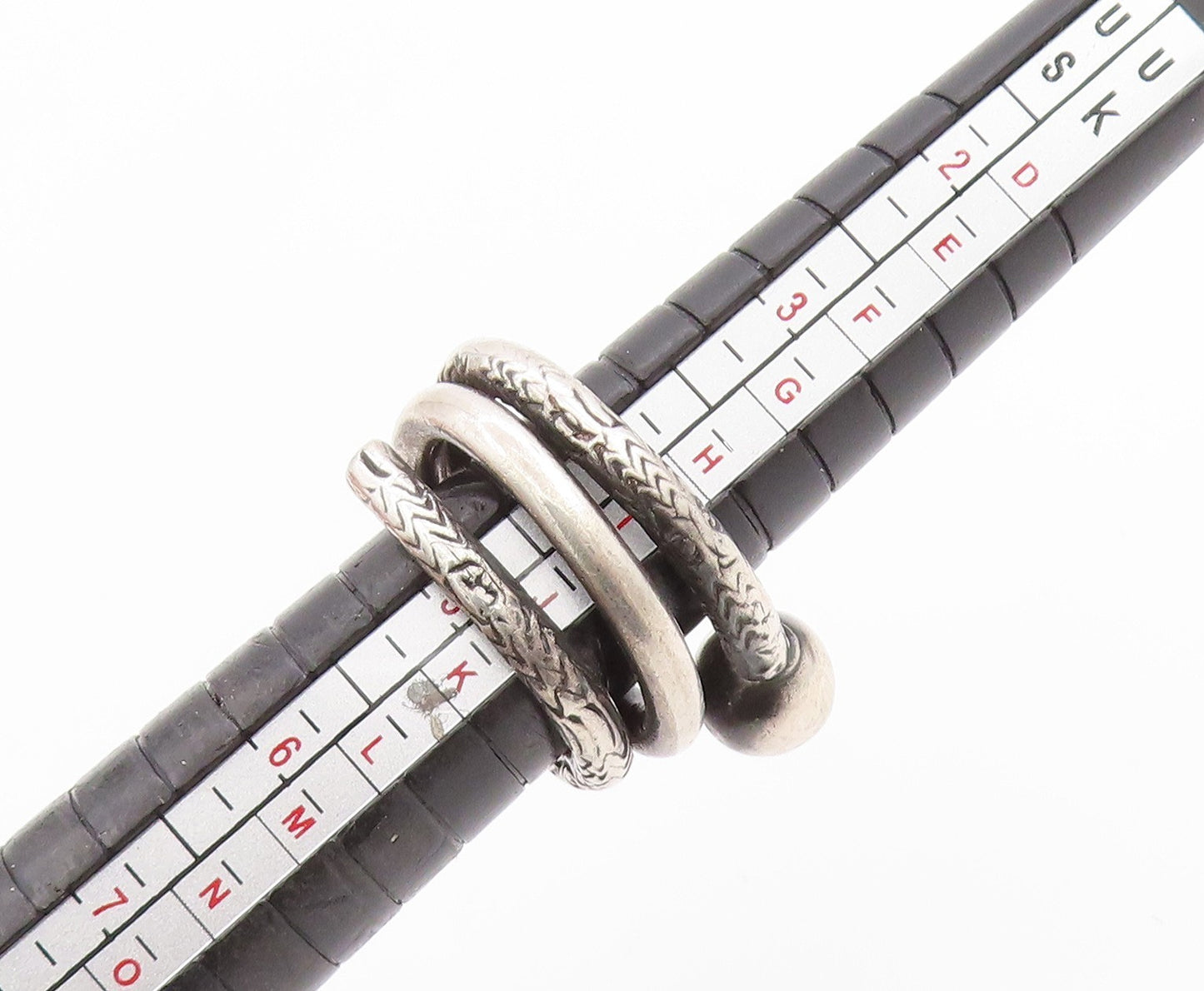 925 Sterling Silver Vintage Ring Etched Spiral Twist With Coil Band Sz 4 RG33463