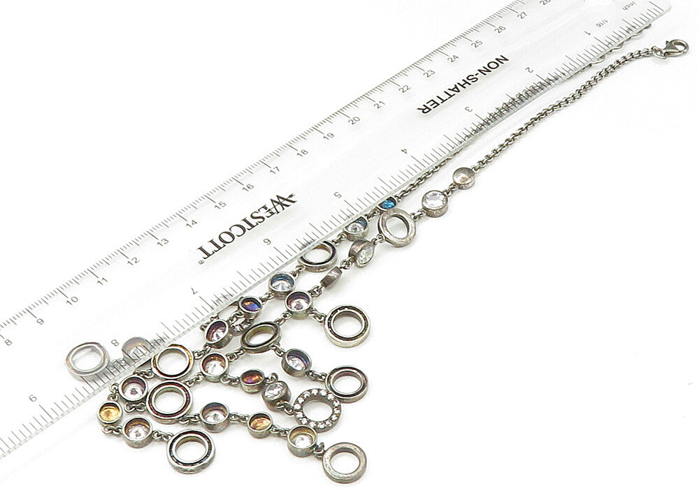 TONI 925 Sterling Silver Vintage Cubic Zirconia Chain Necklace NE3640
