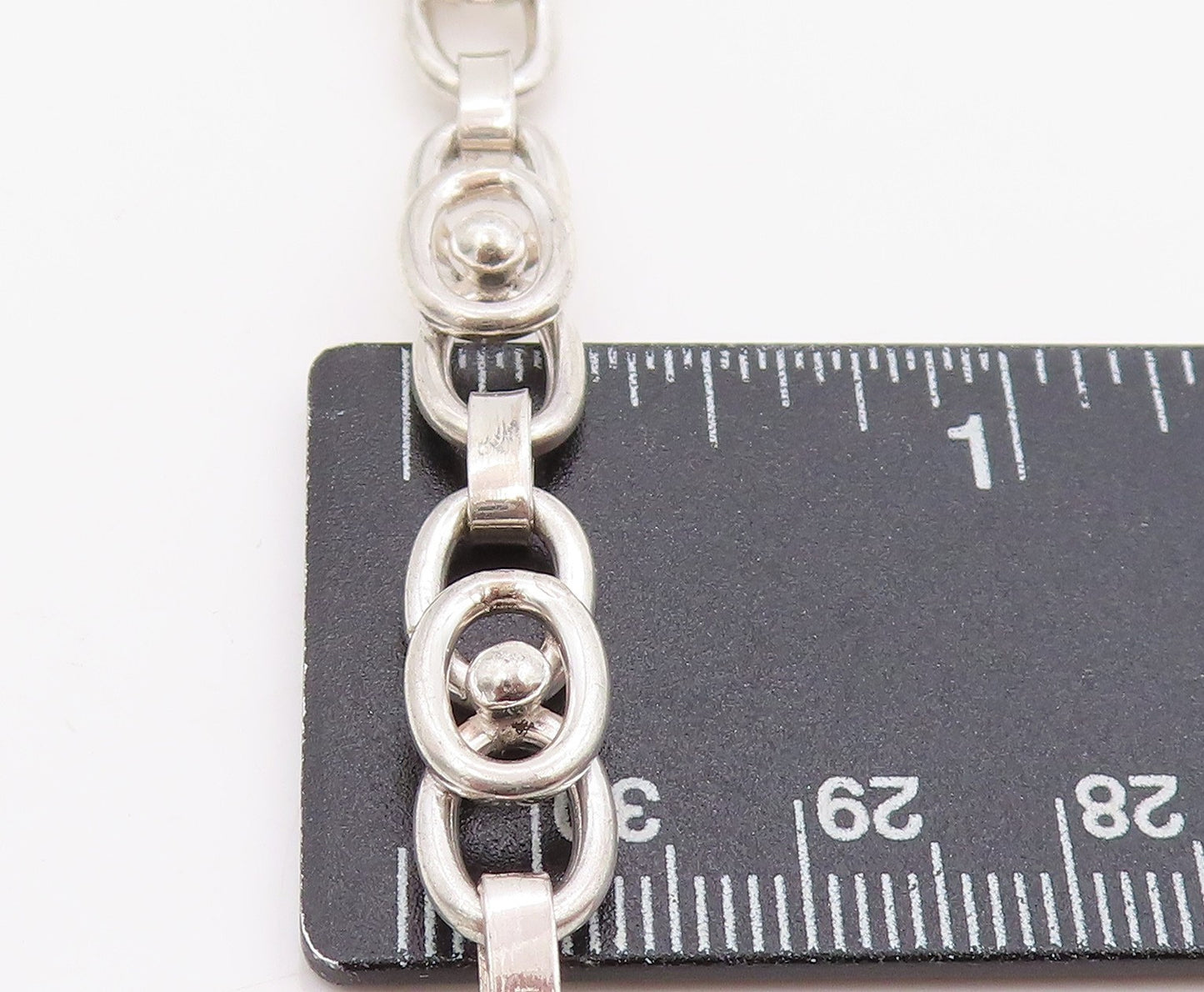 925 Sterling Silver Vintage Necklace Modernist Coffee Bean Link Chain NE4674