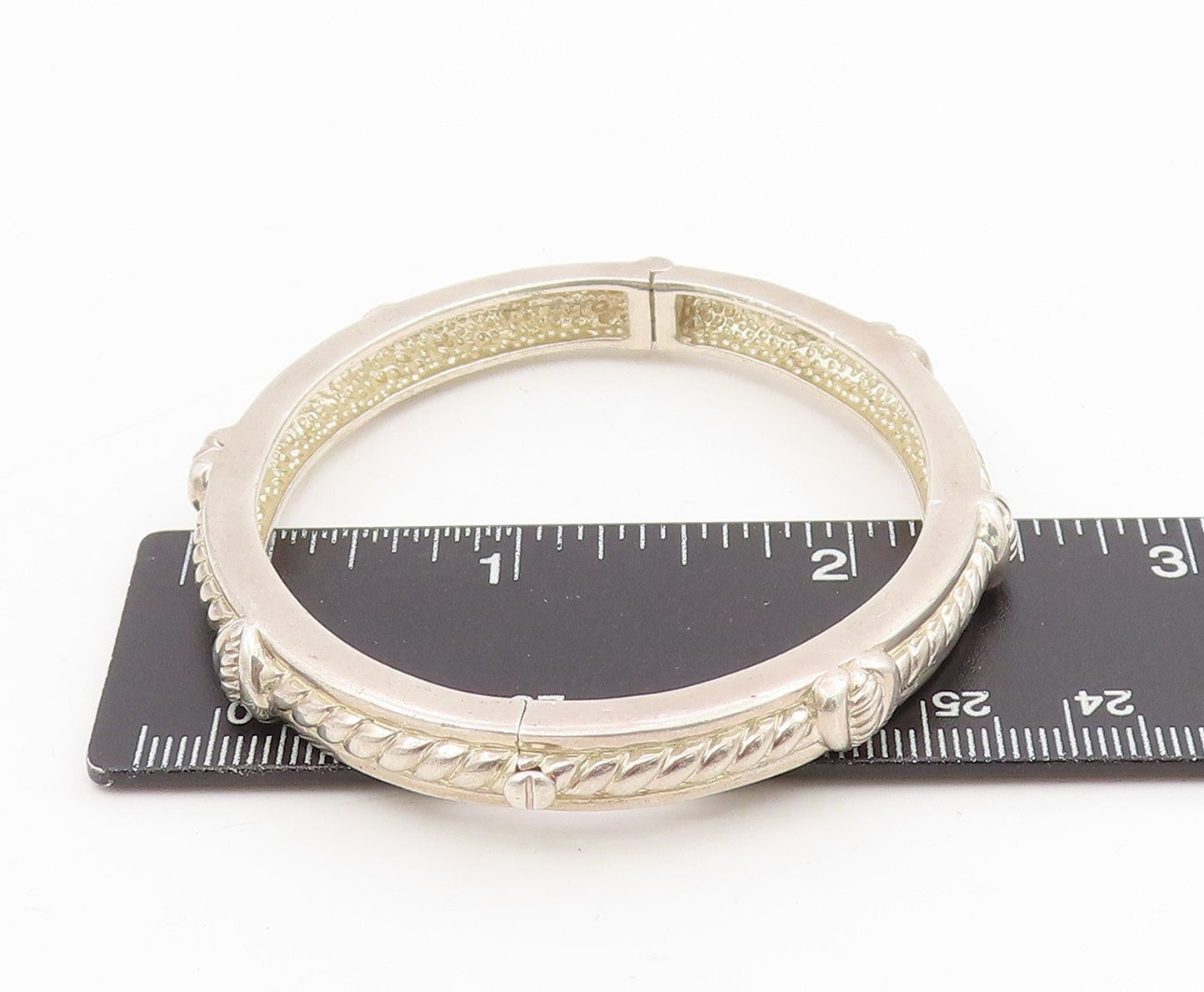 925 Sterling Silver Vintage Bracelet JUDITH RIPKA Love Heart Bangle BT11580