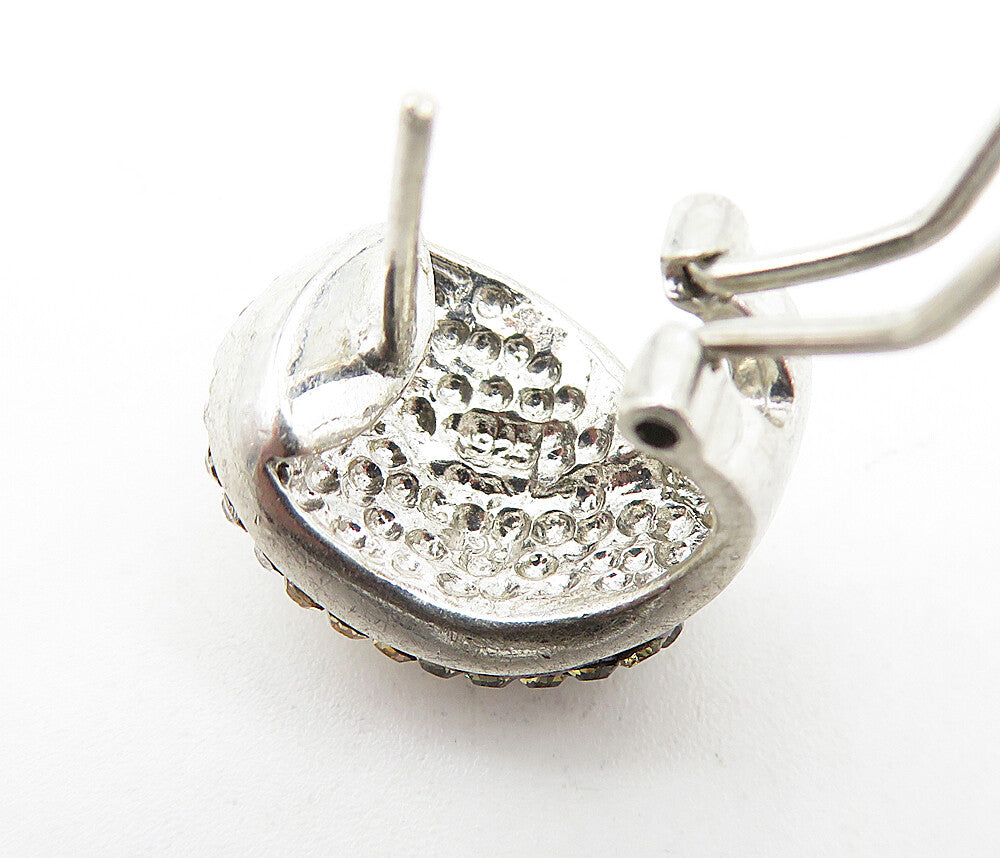 925 Sterling Silver Vintage Sparkling Crystal Twist Drop Earrings EG2221