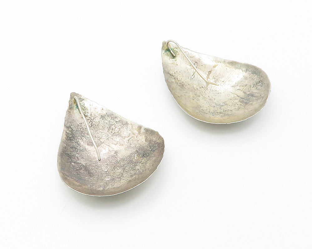 925 Sterling Silver Vintage Dark Tone Etched Design Drop Earrings EG7309