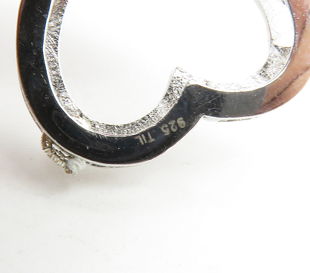 925 Sterling Silver Genuine Diamond Open Love Heart Pendant PT11821