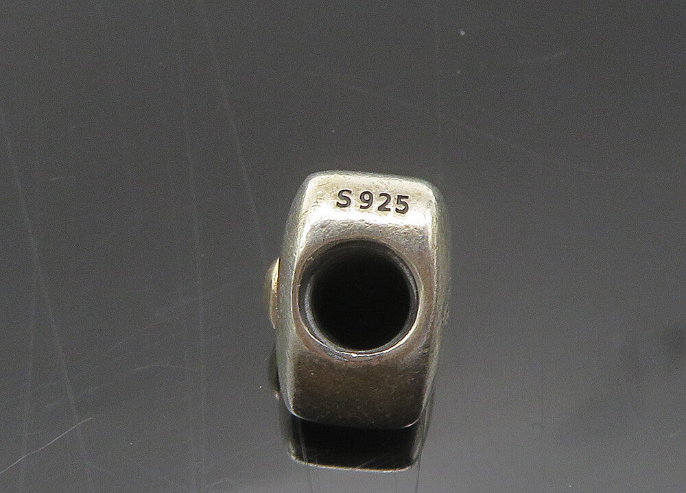 PANDORA 925 Silver & 14K GOLD Vintage Two Tone Heart Slide Pendant PT17862