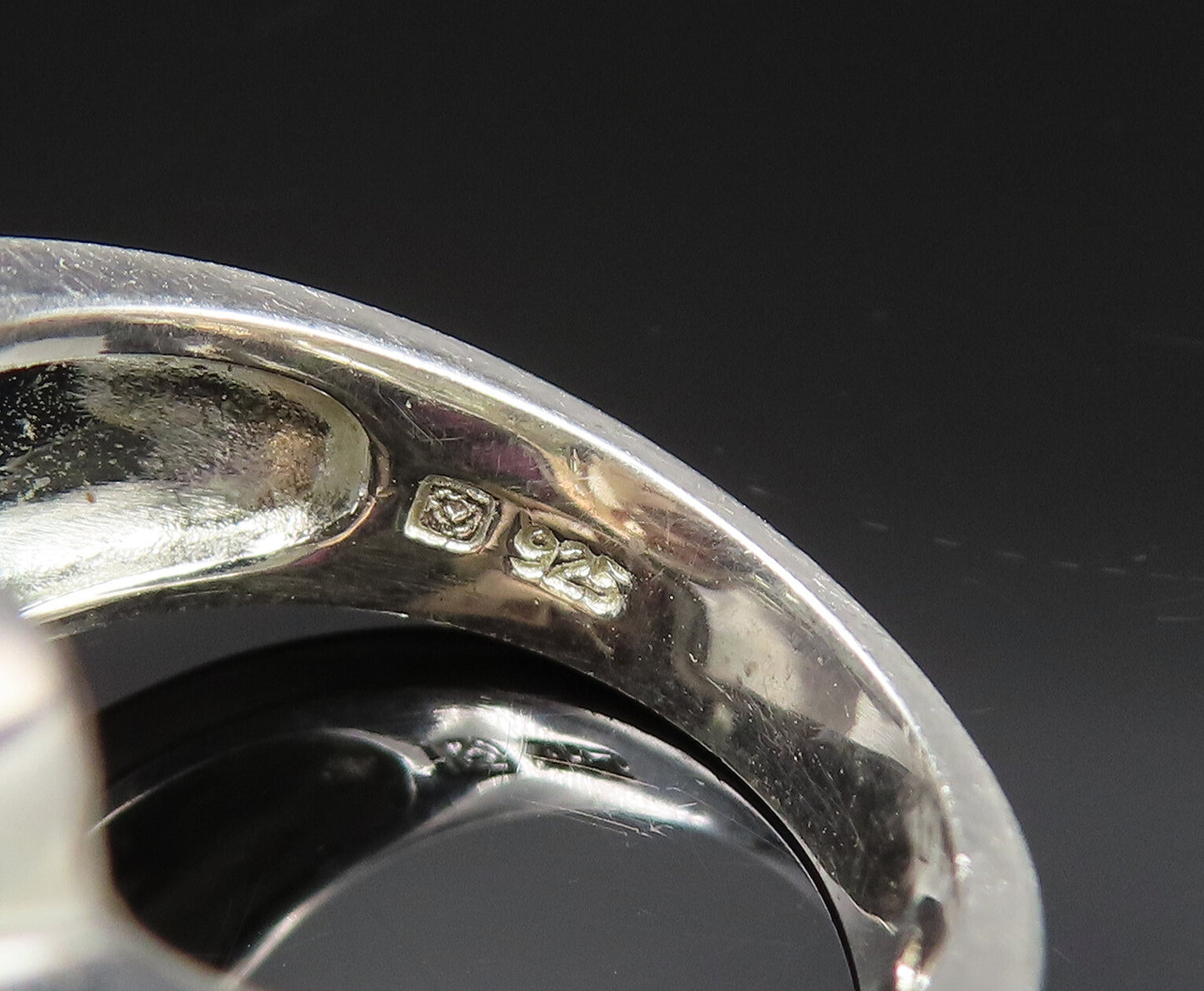 925 Silver Vintage Two Tone Smoky Quartz Braided Shank Ring Sz 6 RG25629