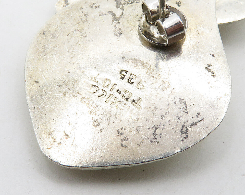 MEXICO 925 Sterling Silver Vintage Shiny Polished Drop Earrings EG9415