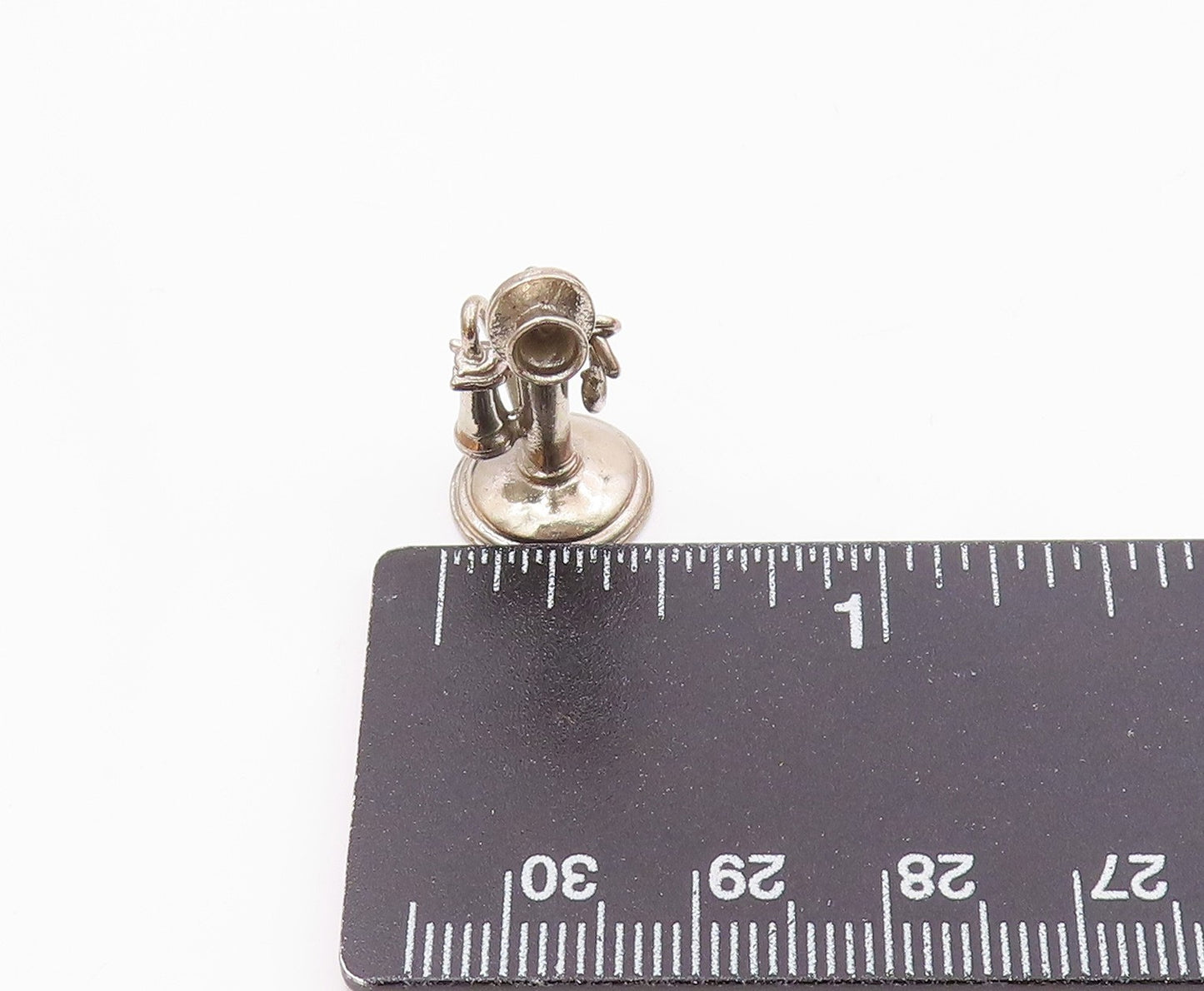 WELLS 925 Silver Vintage Old Fashion Candlestick Telephone Pendant PT21470