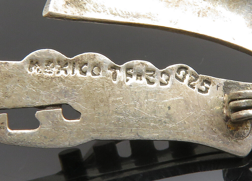 MEXICO 925 Sterling Silver Vintage Two Tone Saxophone Brooch Pin BP7855