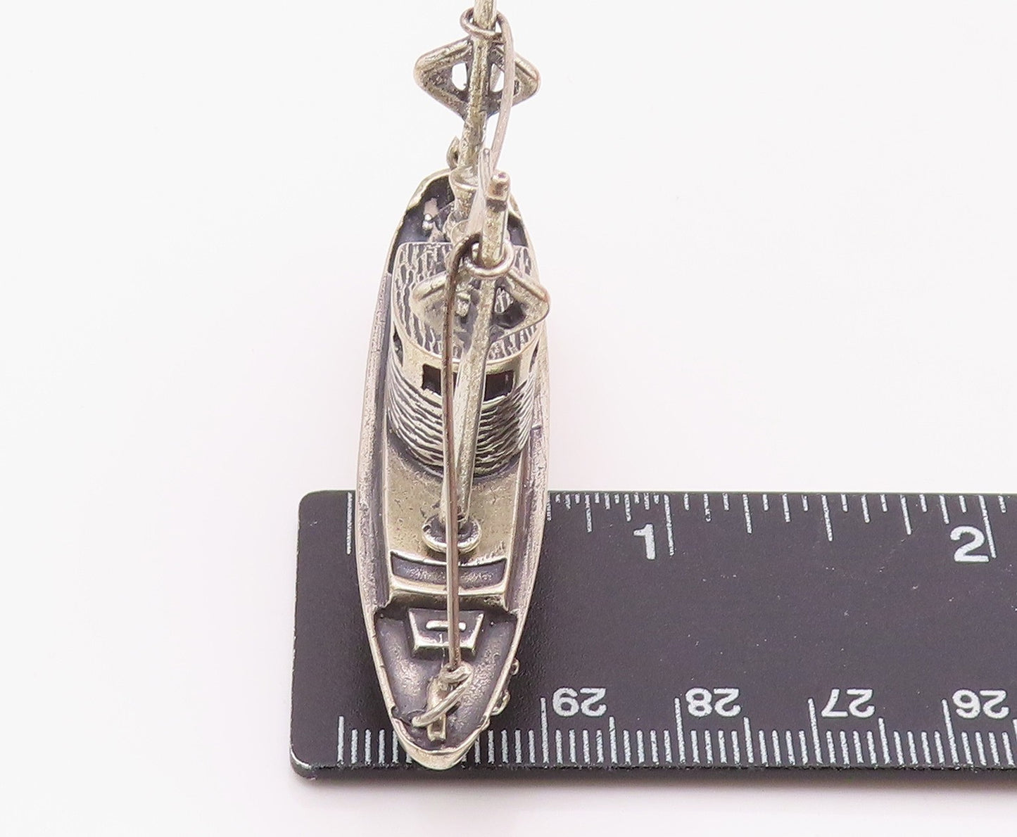 925 Sterling Silver Vintage Shiny Tug Boat Motif Table Trinket TR2751