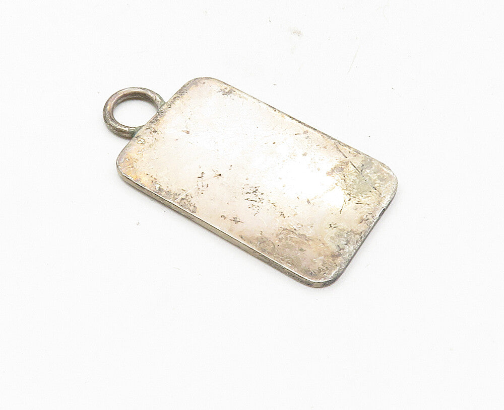 925 Sterling Silver Vintage Oxidized I Love You Stamped Quote Pendant PT7031