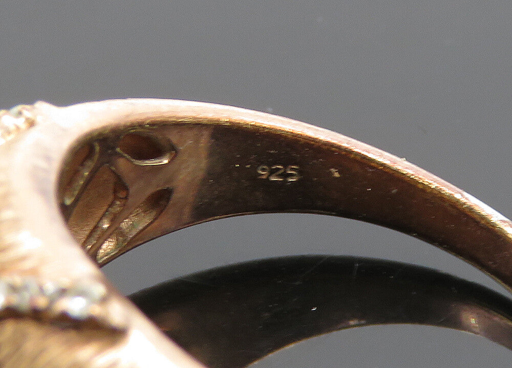 925 Sterling Silver Vintage Genuine Diamonds Dome Band Ring Sz 10 RG19976