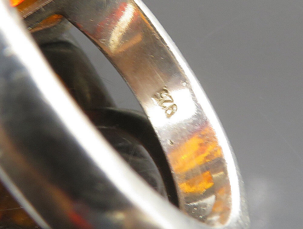 925 Sterling Silver Vintage Slanted Baltic Amber Cocktail Ring Sz 7.5 RG24338