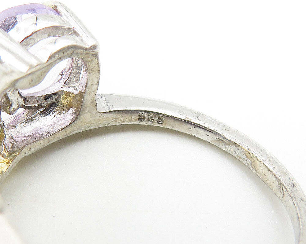 925 Sterling Silver Amethyst Citrine & Sapphire Shiny Band Ring Sz 7 RG10549