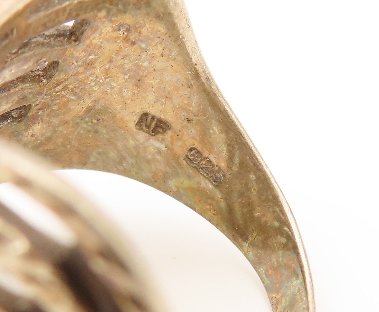 925 Sterling Silver Vintage Hammered Open Row Curved Ring Sz 9.75 RG26423