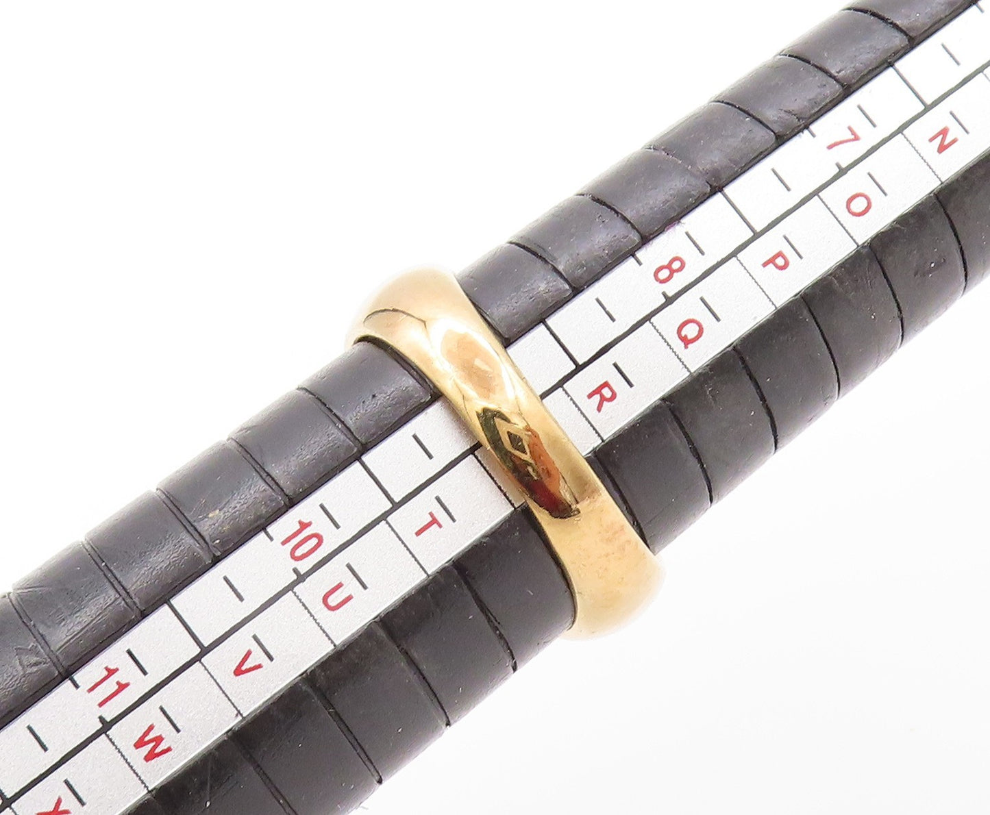 925 Sterling Silver Vintage Ring Gold Plated Domed Grooved Design Sz 9 RG32817