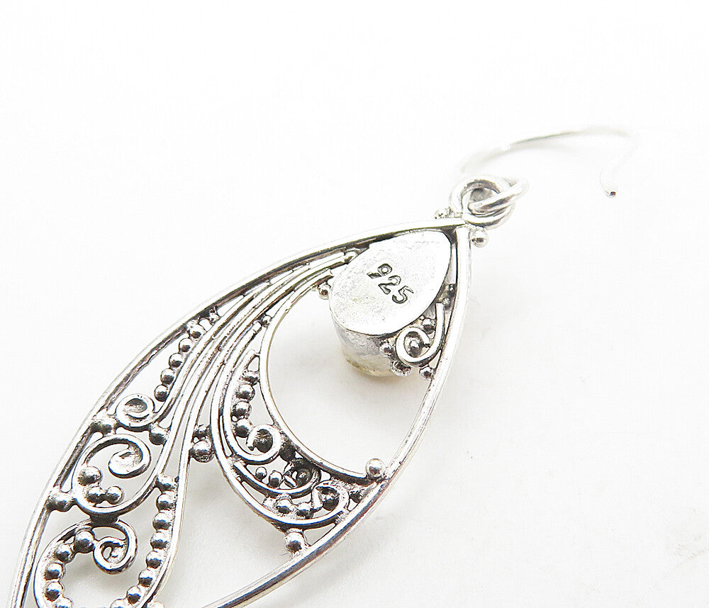 925 Sterling Silver & 18K GOLD Vintage Two Tone Swirl Drop Earrings EG3333