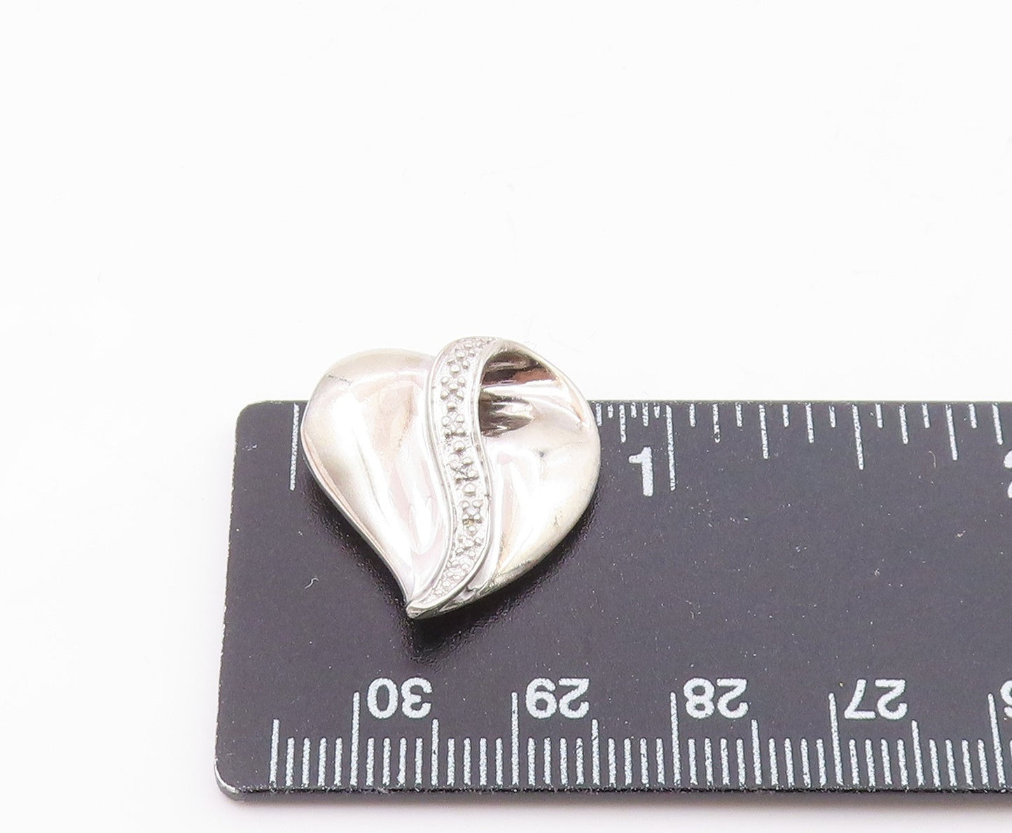 925 Sterling Silver Vintage Genuine Diamonds Love Heart Pendant PT18203