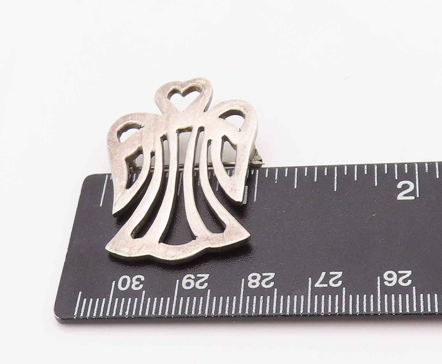 925 Sterling Silver Vintage Brooch Pin Cutout Love Angel With Wings BP11244