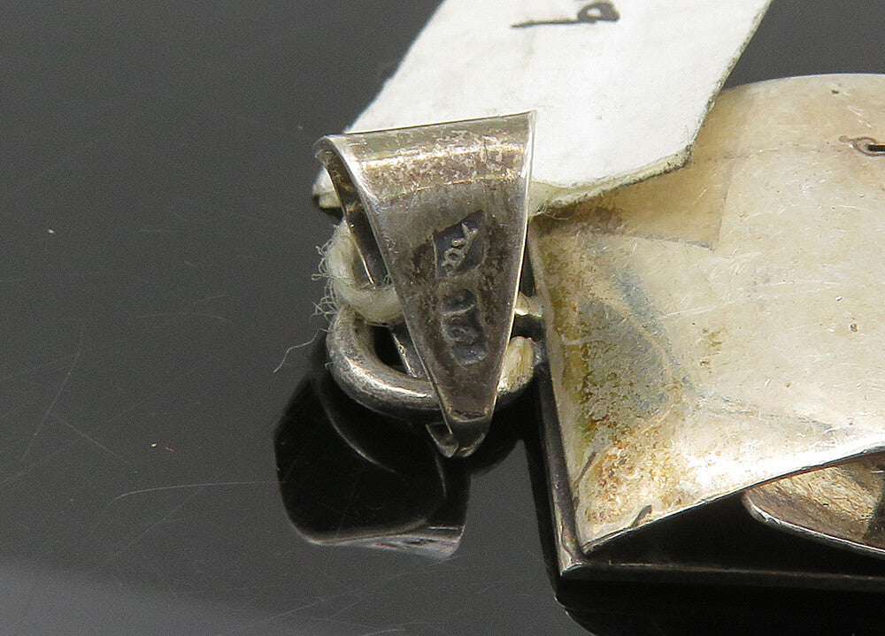 925 Sterling Silver Vintage Petite Cutout Detail Shiny Dome Pendant PT16585