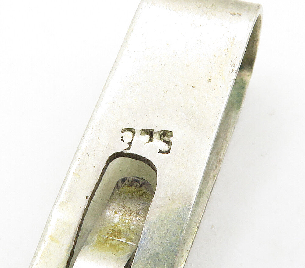 925 Sterling Silver Vintage Oxidized Detail Square Tie Clip TR2199
