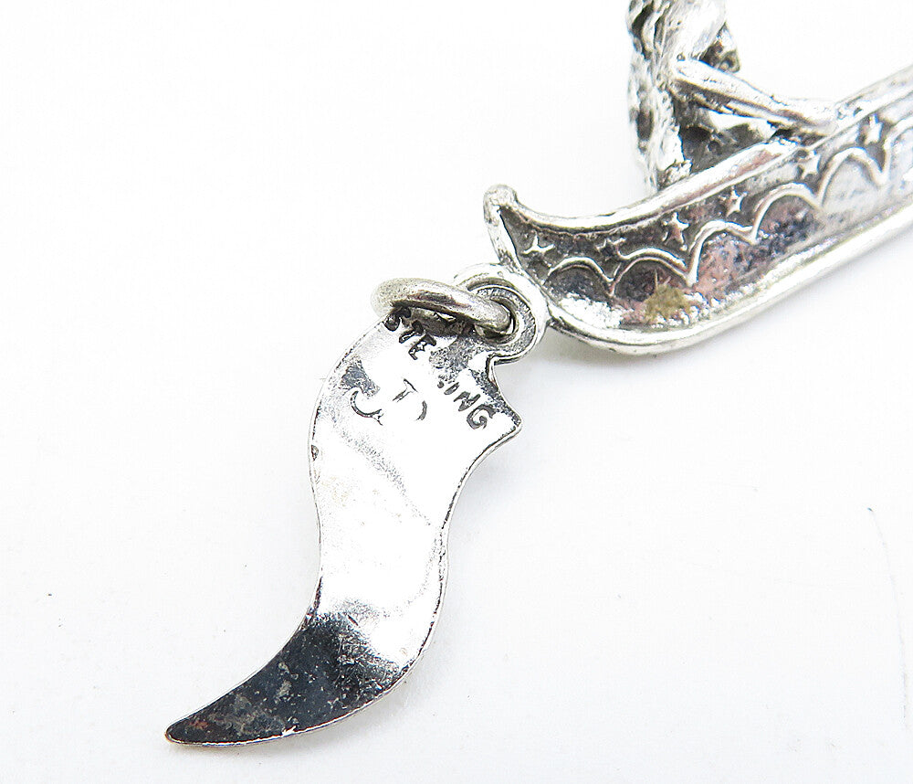 925 Sterling Silver Vintage Pennsylvania Man In Canoe Boat Pendant PT4530