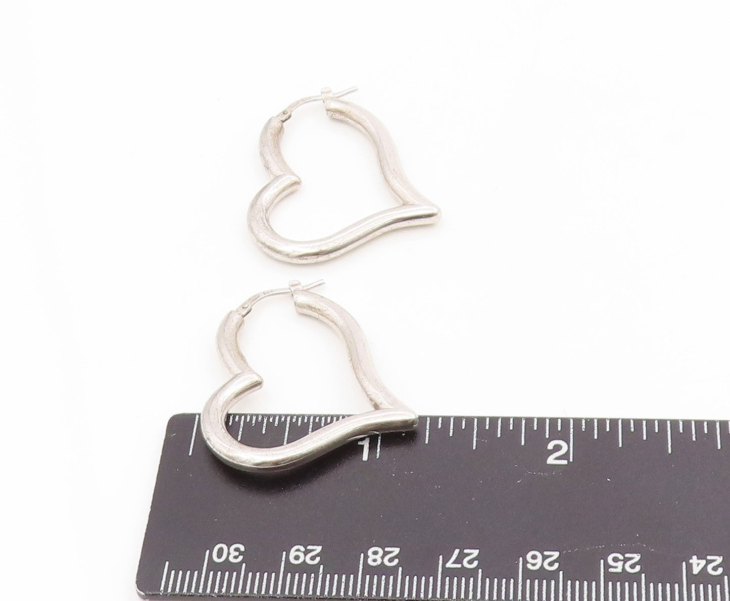 925 Sterling Silver Vintage Earrings Minimalist Open Love Heart Hoops EG13970