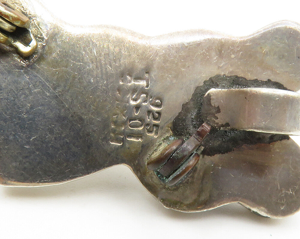 MEXICO 925 Sterling Silver Vintage Teddy Bear Hollow Shiny Brooch Pin BP5170