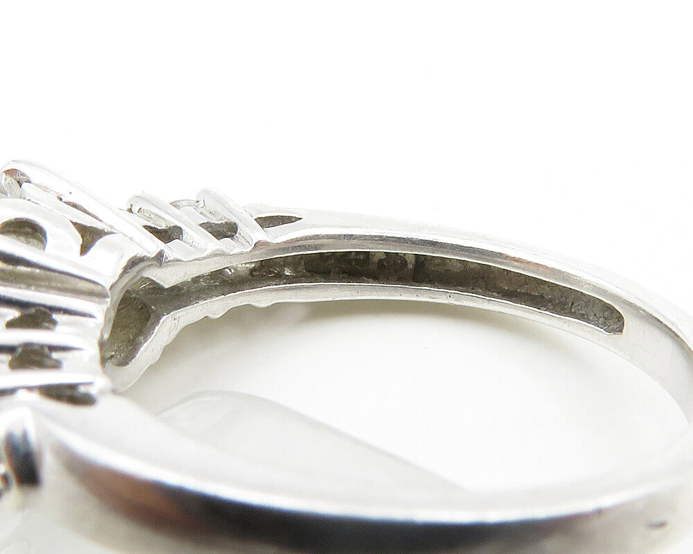 925 Silver Vintage Cubic Zirconia Solitaire With Accents Ring Sz 6 RG19278