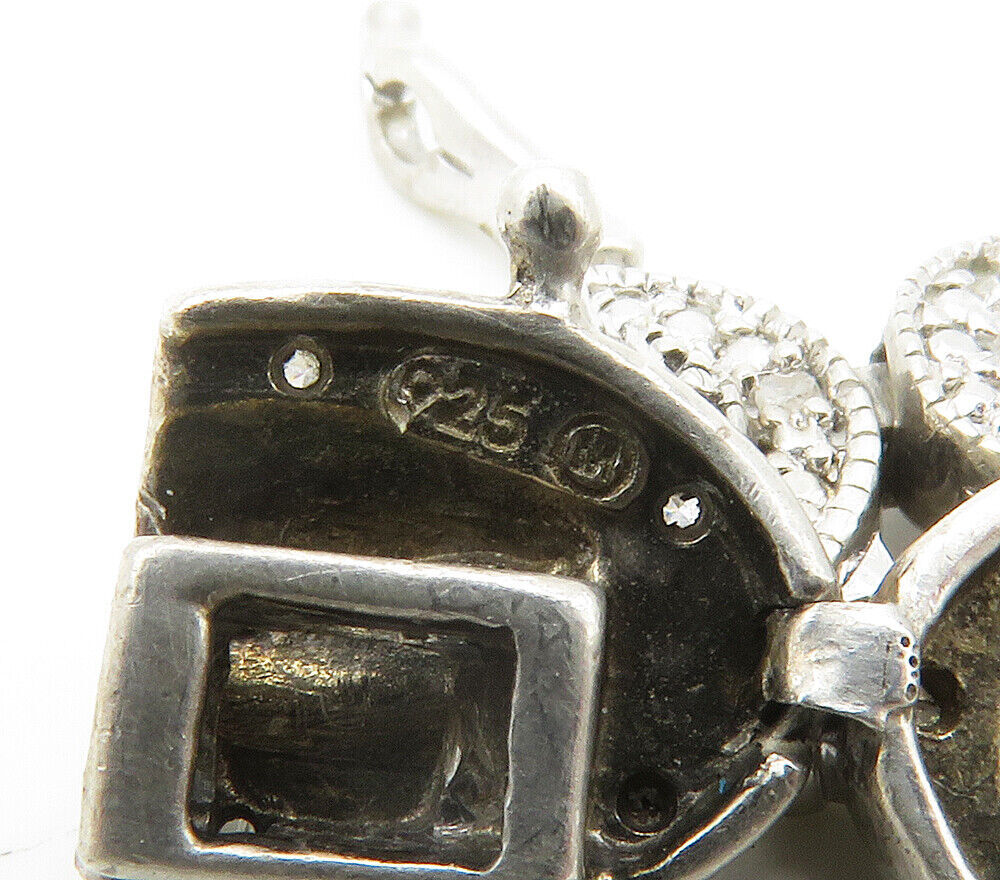 925 Silver Vintage Genuine Black & White Diamonds Chain Bracelet BT5983