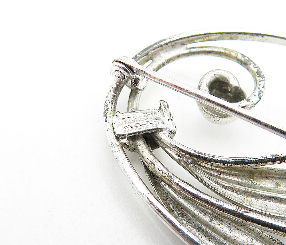 CARL ART 925 Sterling Silver Vintage Shiny Sculpted Flower Brooch Pin BP1844