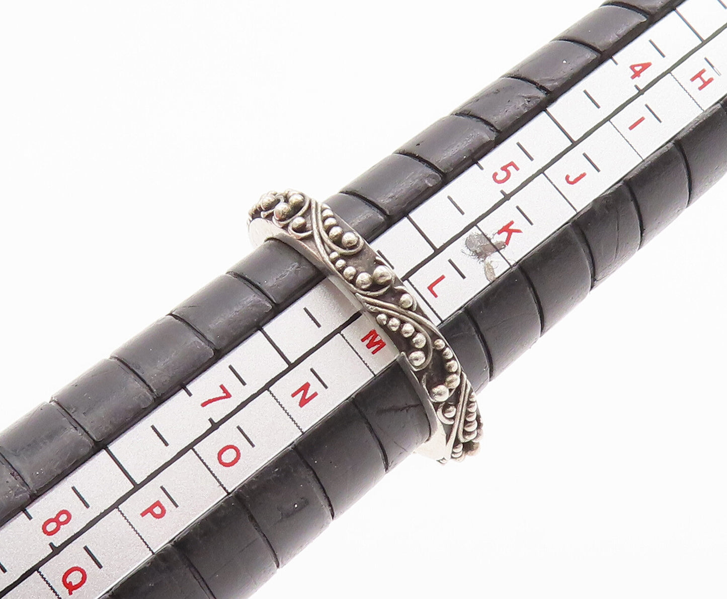 925 Sterling Silver Vintage Ring LOIS HILL Swirly Beaded Carved Sz 6 RG28439