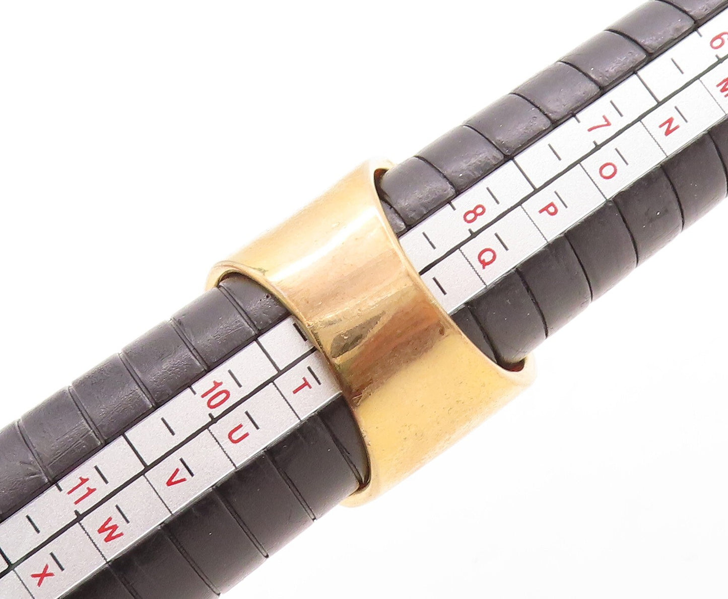 925 Sterling Silver Vintage Ring Gold Plated Red CZ Inlay Bands Sz 9 RG31543