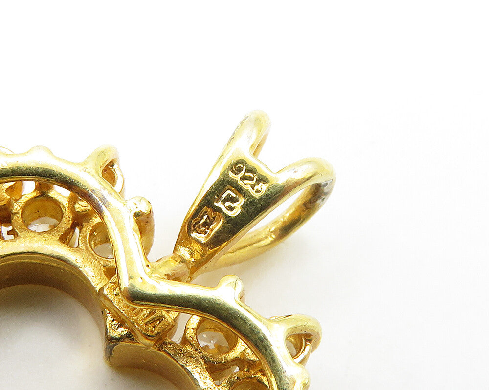 925 Sterling Silver Cubic Zirconia Gold Plated Love Heart Pendant PT14660
