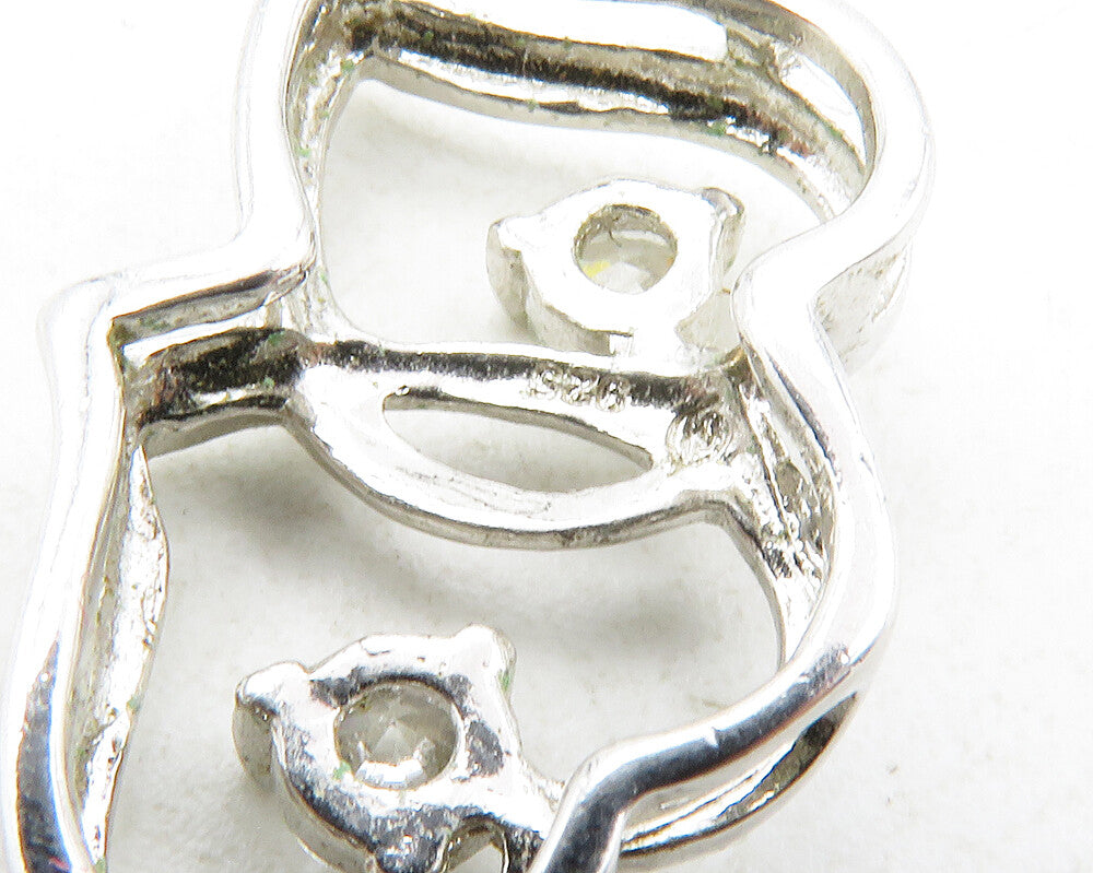 925 Sterling Silver Cubic Zirconia Double Open Love Hearts Pendant PT9982