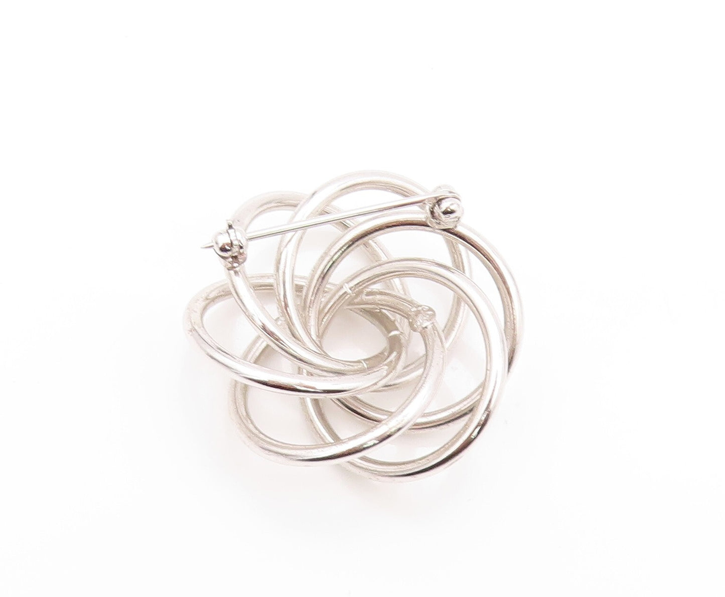 925 Sterling Silver Vintage Brooch Modernist Cutout Rings Flower BP11519