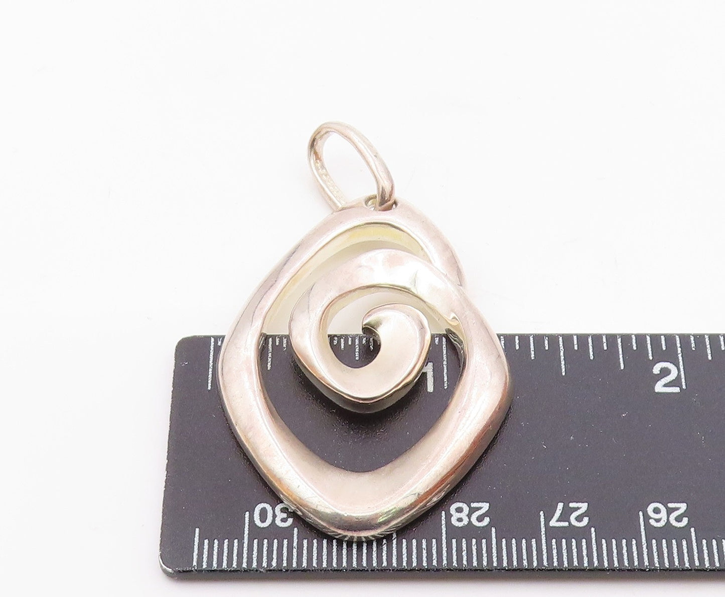 925 Sterling Silver Vintage Minimalist Carved Spiral Cutout Pendant PT20982