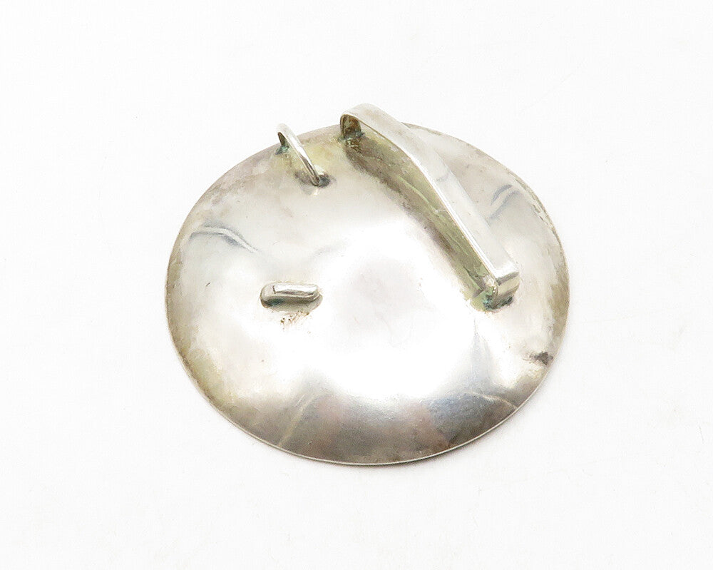 925 Sterling Silver Vintage Modernist Oxidized Wire Detail Belt Buckle TR1857