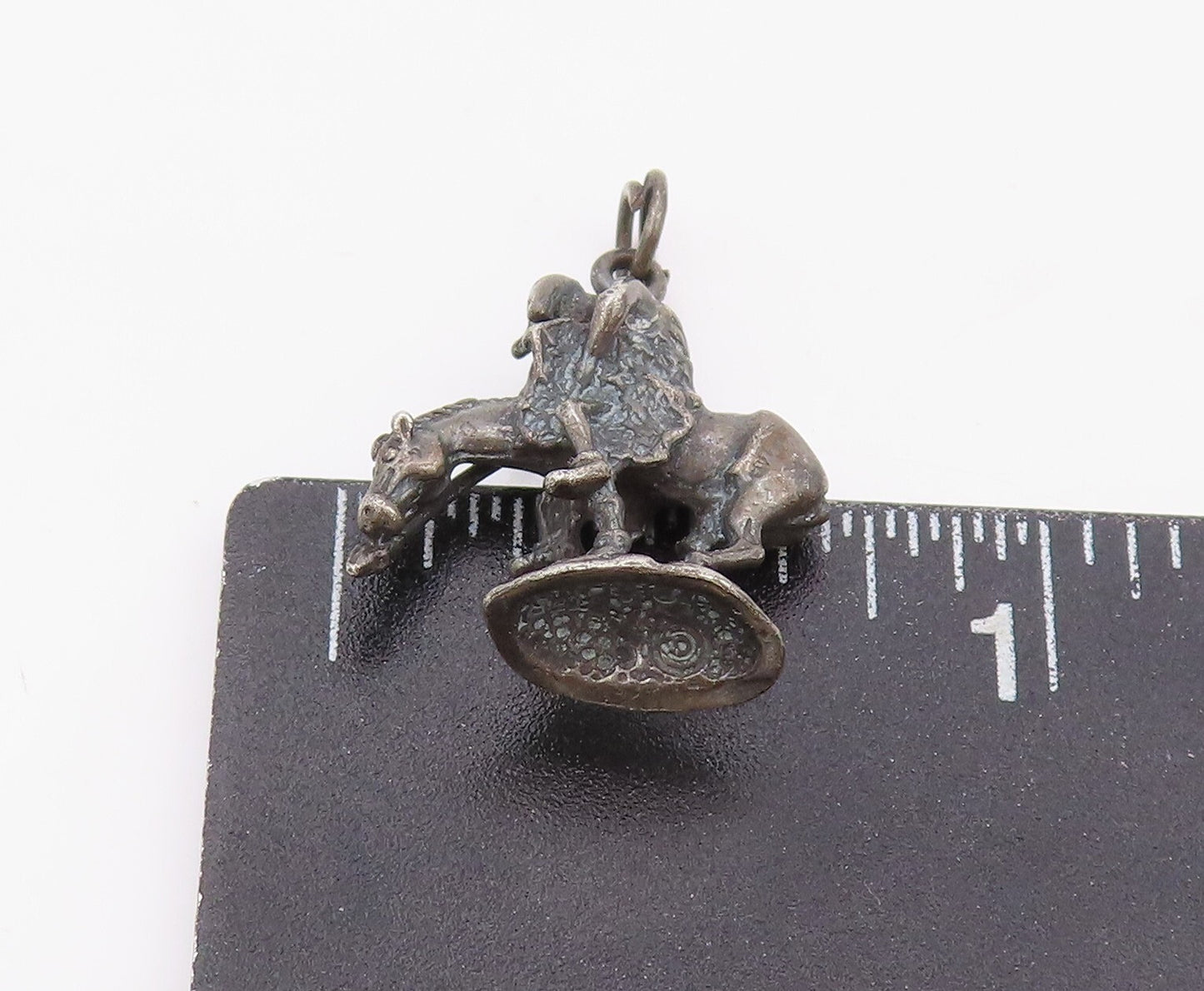 925 Sterling Silver Vintage Pendant Dark Tone Wounded Solder On Horse PT23930