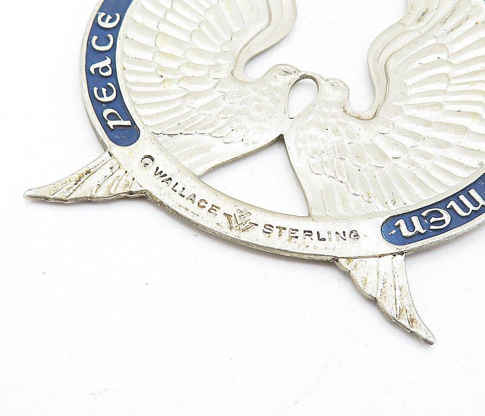 WALLACE 925 Sterling Silver Vintage Peace On Earth 1973 Birds Pendant PT4503