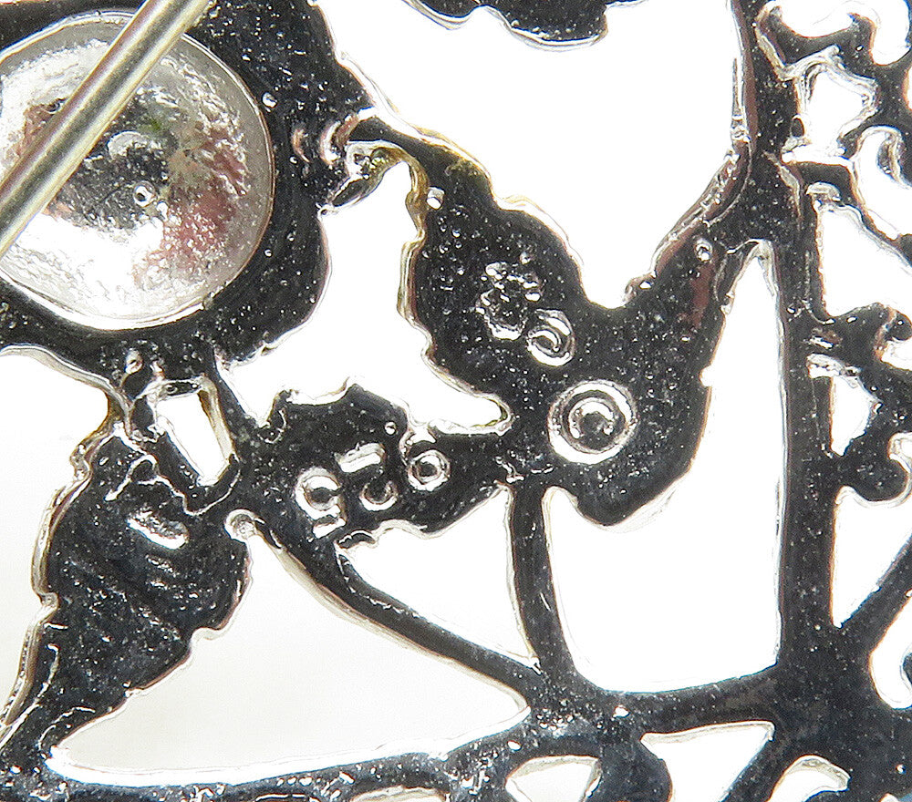 925 Sterling Silver Vintage Two Tone Floral Love Heart Brooch Pin BP6096