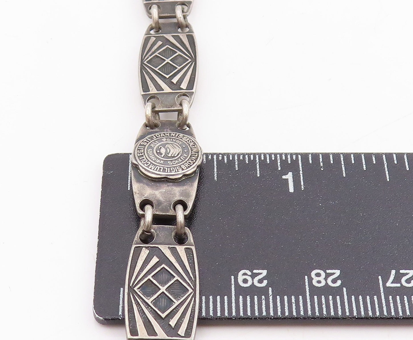 925 Sterling Silver Vintage Bracelet St. John's College Brooklyn Alumni BT11475