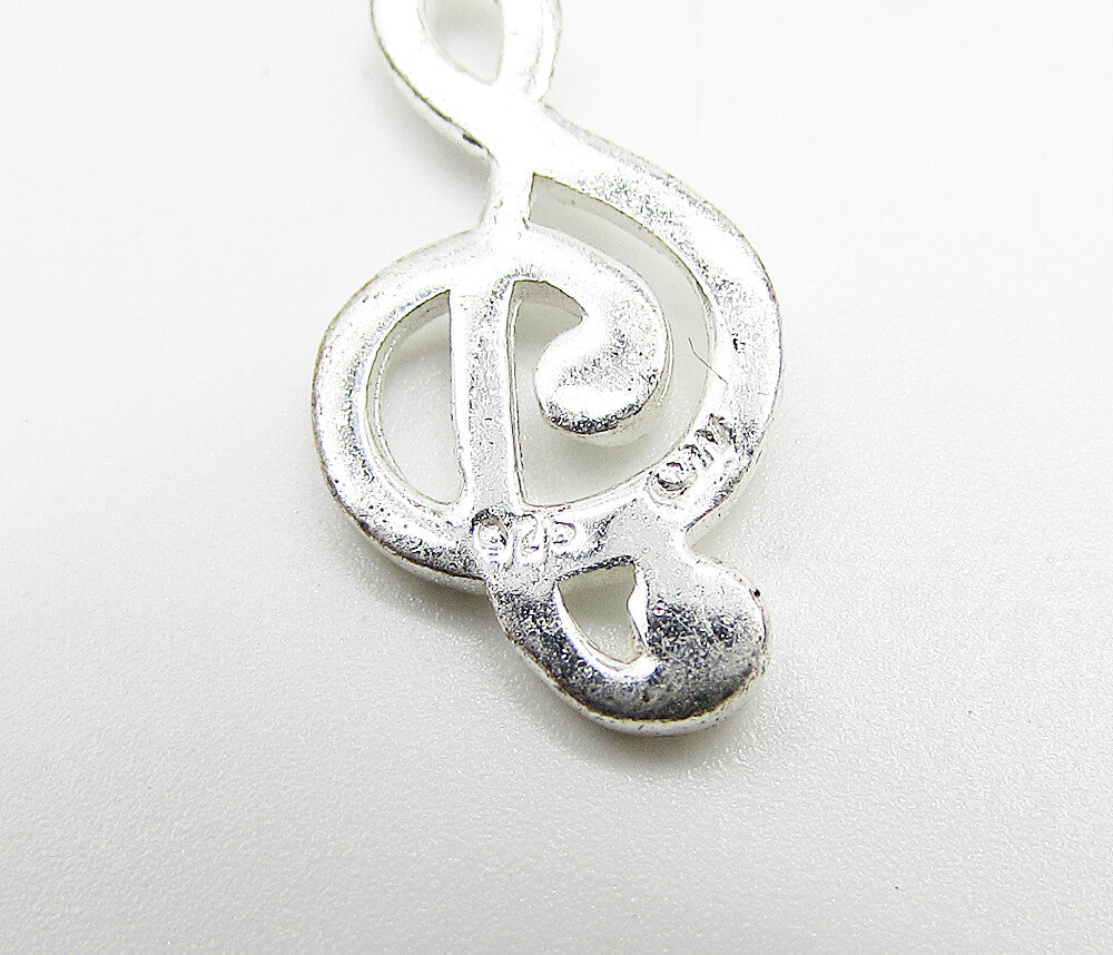 925 Sterling Silver Etched Musical Note Drop Pendant PT2150